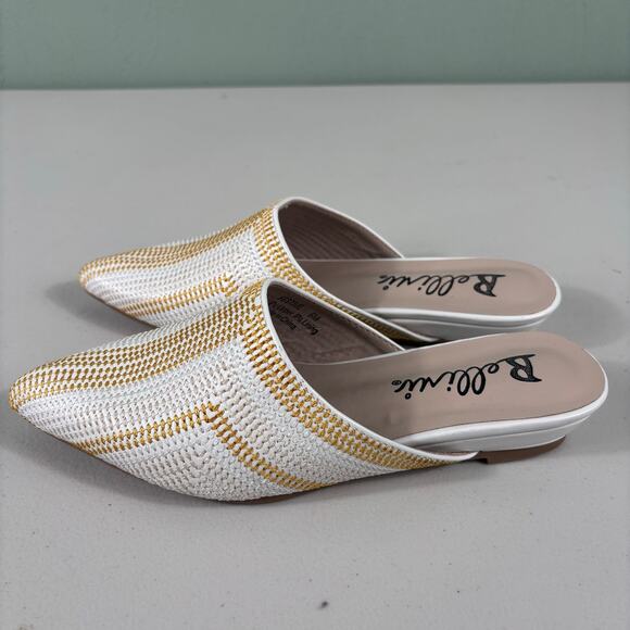 Bellini Festive Women Size 6M White Pointed Toe Woven Casual Slide Mule Sandals - Picture 4 of 10